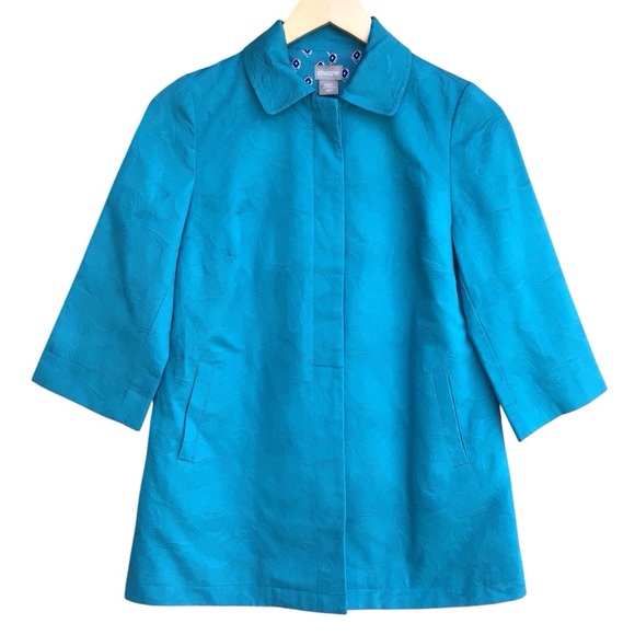 Chico’s Algiers Blue Pleat Back Topper Cotton Jacket New Size 00P US Size 0/2 P - Picture 1 of 7